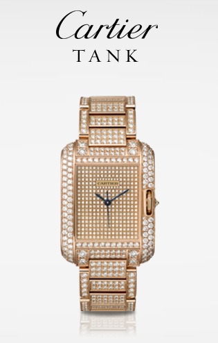 Montre Cartier de la collection Tank Anglaise en or rose sertie de diamants