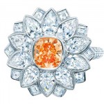 Bague fleur diamant orange