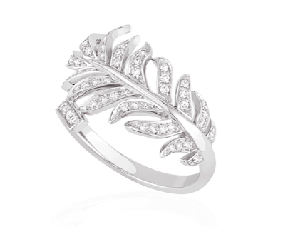 Bague 1932 plume or blanc  et diamant