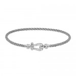 Bracelet Force 10 acier tressé, or gris et diamant