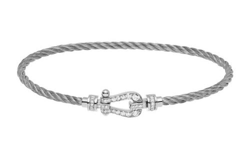Bracelet Force 10 acier tressé, or gris et diamant