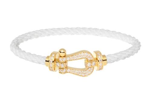 Bracelet Force 10 or jaune diamant et câble blanc