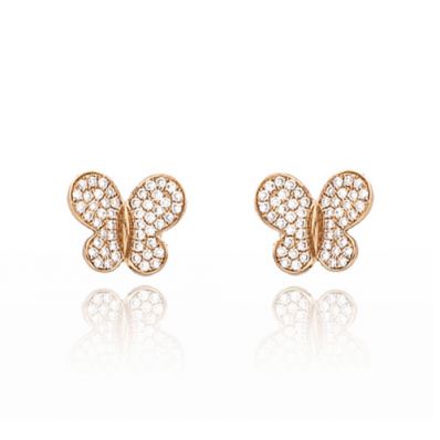 Boucles d'oreilles papillons en or et diamant Morganne Bello