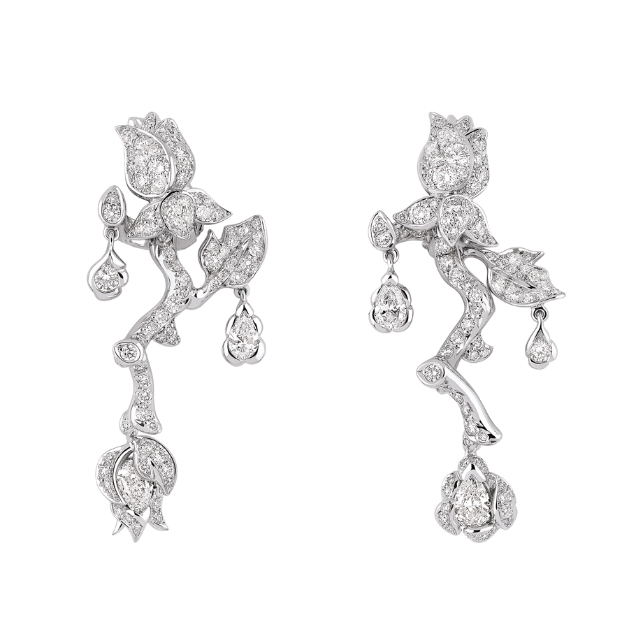 Boucles d'oreilles Rose Dior Bagatelle or blanc diamant