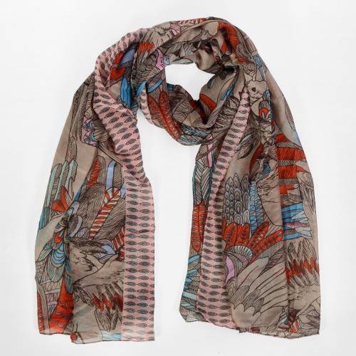 Grand foulard multicolore impression perroquet